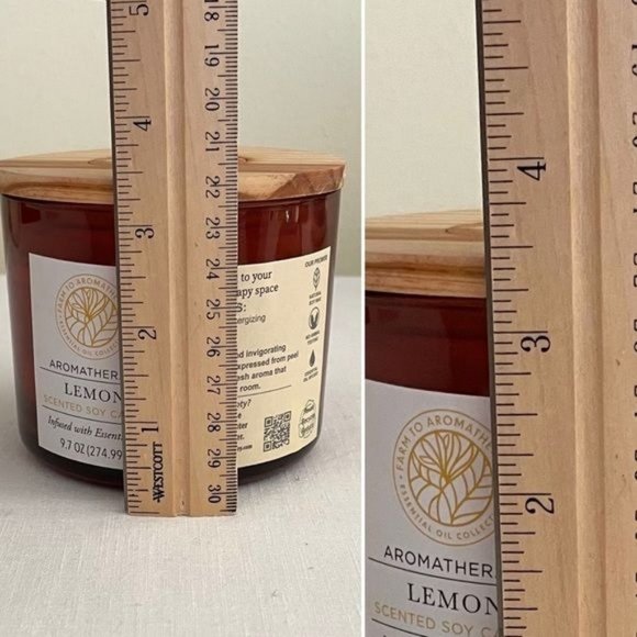 Double Wick Farm to Aromatherapy Candle in Lemon Essential Oil 9.7 Oz New - Picture 5 of 9